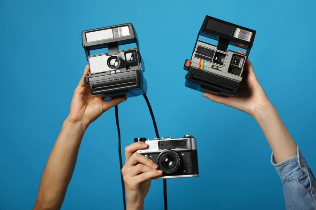 Retro cameras, shooting on retro cameras concept